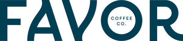 Favor Coffee Logo in blue text